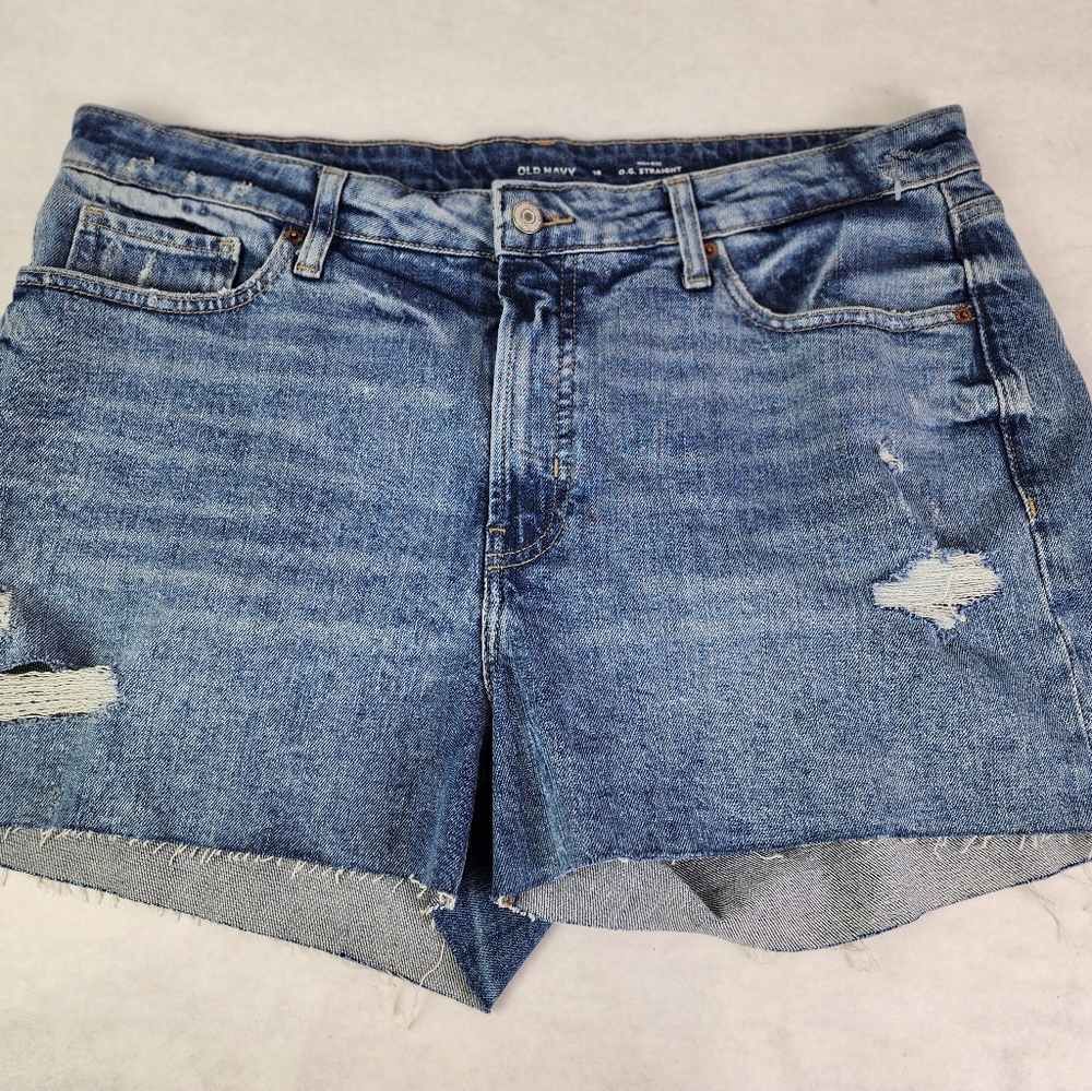 Women's Old Navy O.G High-Rise Straight Denim Cut-off Shorts Stretch
